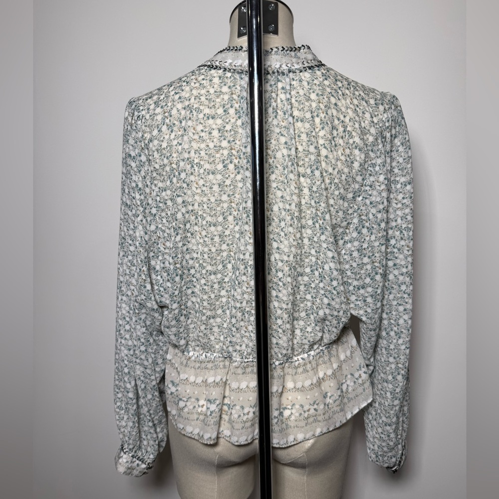 Free People Cream & Sage Floral Peplum Blouse - Picture 2 of 4